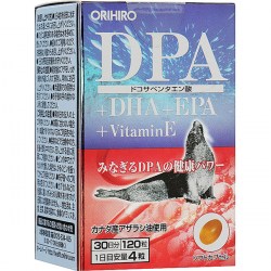 Купить омега-3 и витамин Е Orihiro DPA+DHA+EPA+Vitanin E 120 pcs